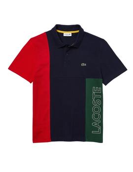 Polo Lacoste regular fit elástico con diseño color block