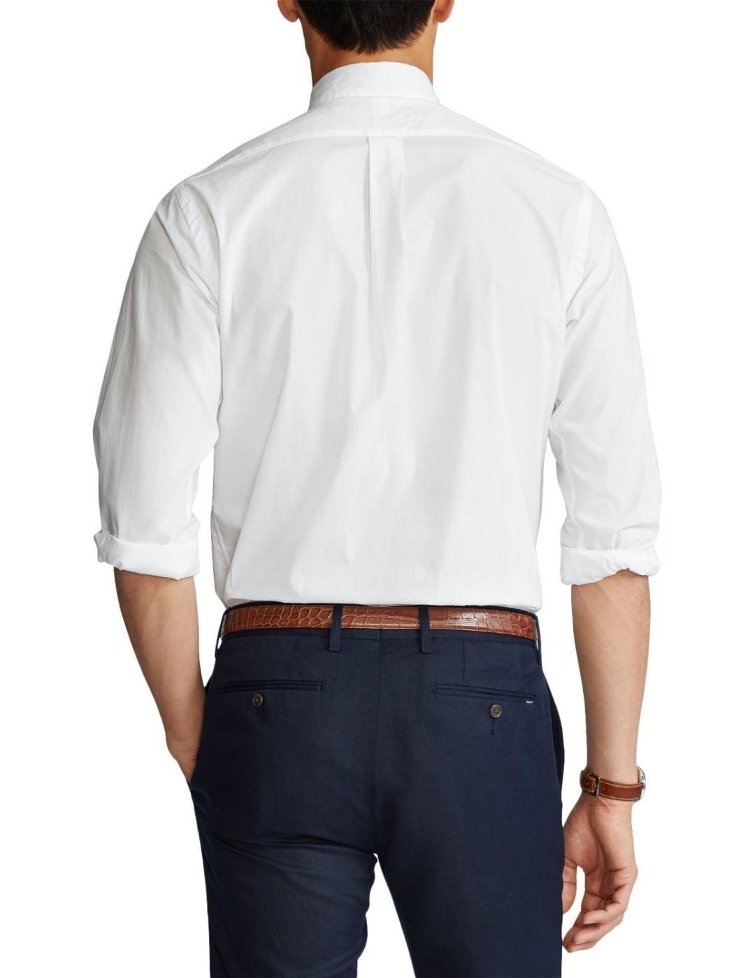 Camisa Polo Ralph Lauren popelín custom fit blanca