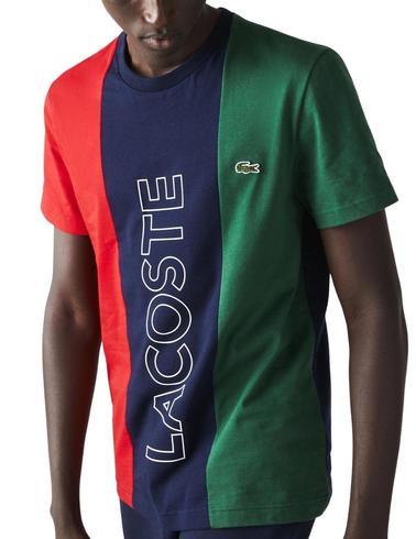 Camiseta Lacoste de cuello redondo y diseño color block