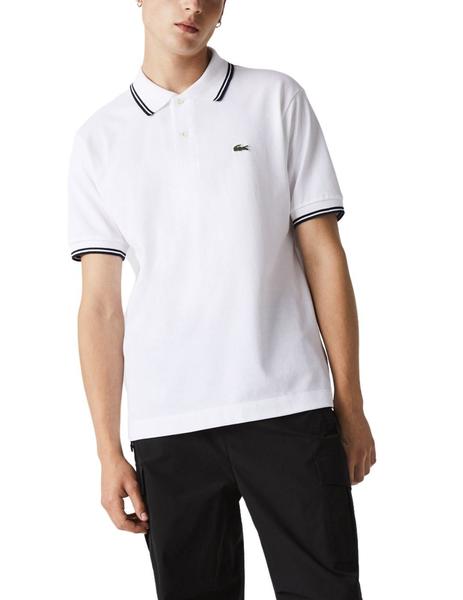 Polo Lacoste Classic Fit con rayas en cuello y pu os