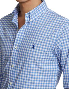 Camisa Polo Ralph Lauren con estampado de cuadros vichy azul