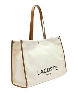 Bolso Lacoste shopper de lona con correas de piel