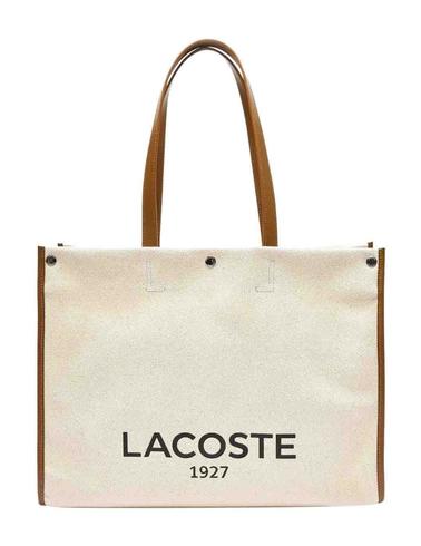 Bolso Lacoste shopper de lona con correas de piel