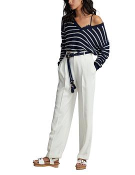 Jersey Polo Ralph Lauren de lino y cuello a pico de mujer