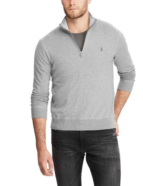 Jersey Ralph Lauren gris de hombre cuello perkins