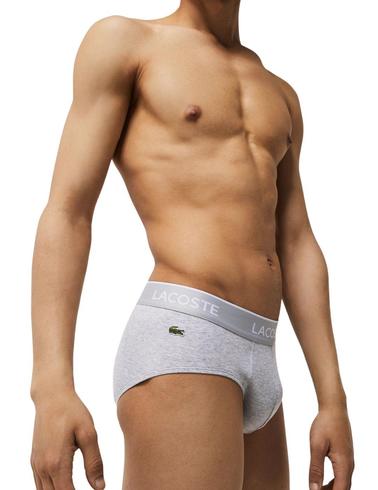 Pack de 3 slip Lacoste blanco, gris y negro