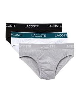 Pack de 3 slip Lacoste blanco, gris y negro