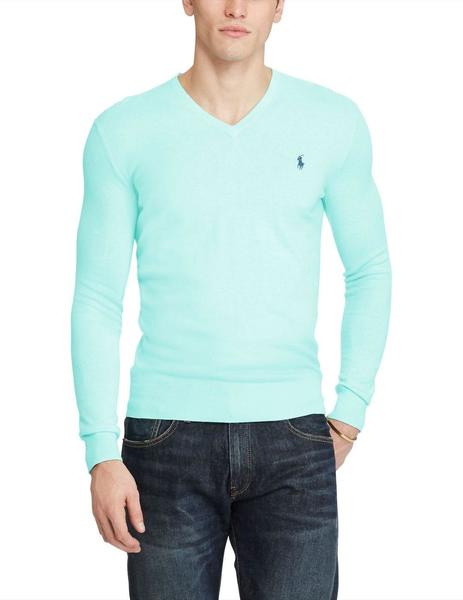 Jersey Polo Ralph Lauren azulón cuello pico de hombre