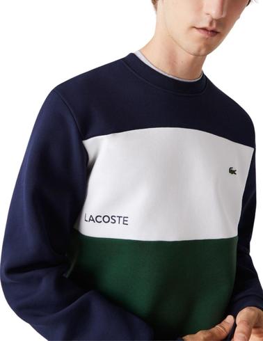 Sudadera Lacoste tricolor de cuello redondo