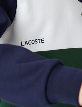 Sudadera Lacoste tricolor de cuello redondo