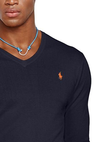 Jersey Polo Ralph Lauren azul marino cuello pico de hombre