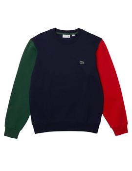 Sudadera Lacoste tricolor de felpa cepillada