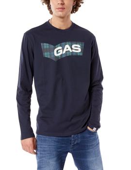 Camiseta Gas Jeans Dharis/r hombre manga larga de algodón