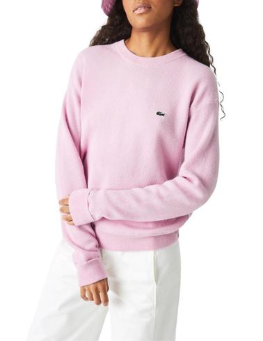 Jersey Lacoste de lana con cuello redondo para mujer