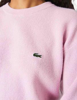 Jersey Lacoste de lana con cuello redondo para mujer