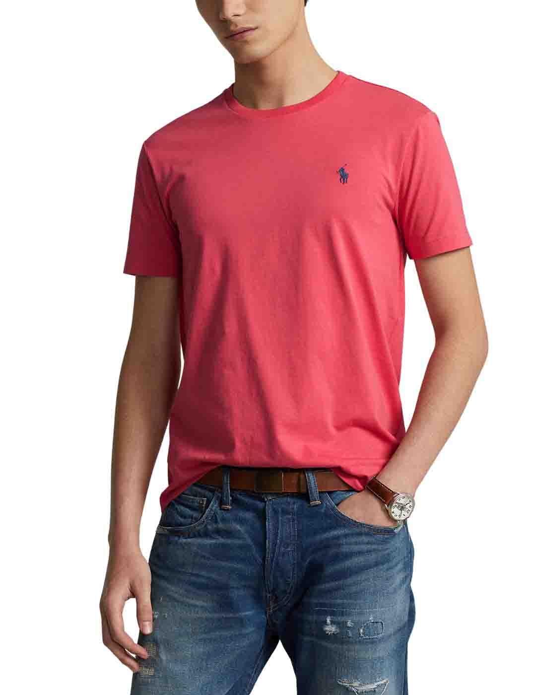 Camisetas Lacoste Hombre  Camiseta de hombre color block con inscripción  Lacoste y cuello redondo Rojo / Beige / Azul Marino « Portelamor