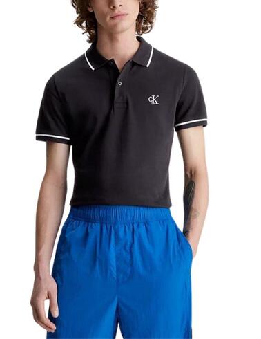 Polo Calvin Klein de manga corta de algodón elástico